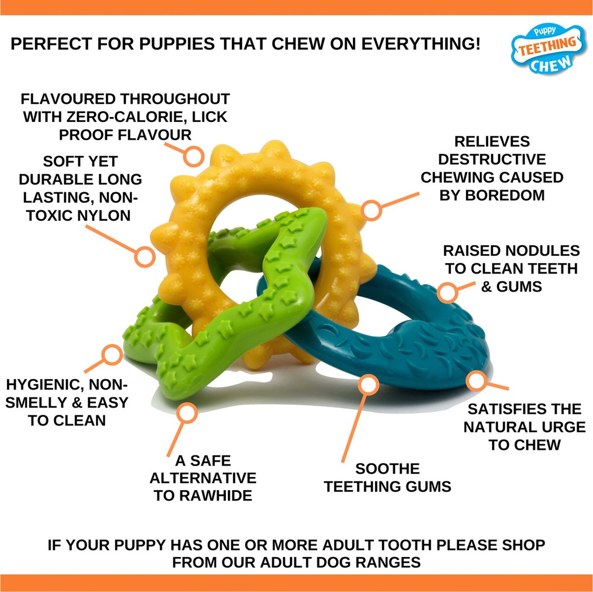 Nylabone puppy chew bijtringen Tot 11 kg thumbnail 2