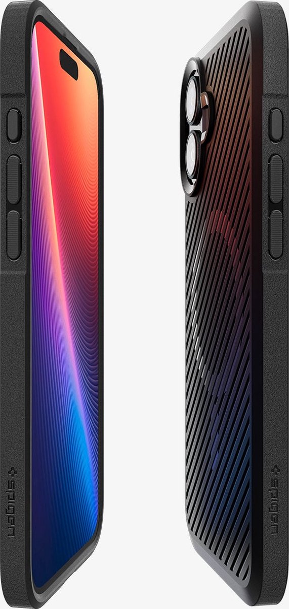 iPhone 16 hoesje Spigen Core Armor zwart TPU schokbestendig MagSafe carbon textuur militaire standaard - Afbeelding 4