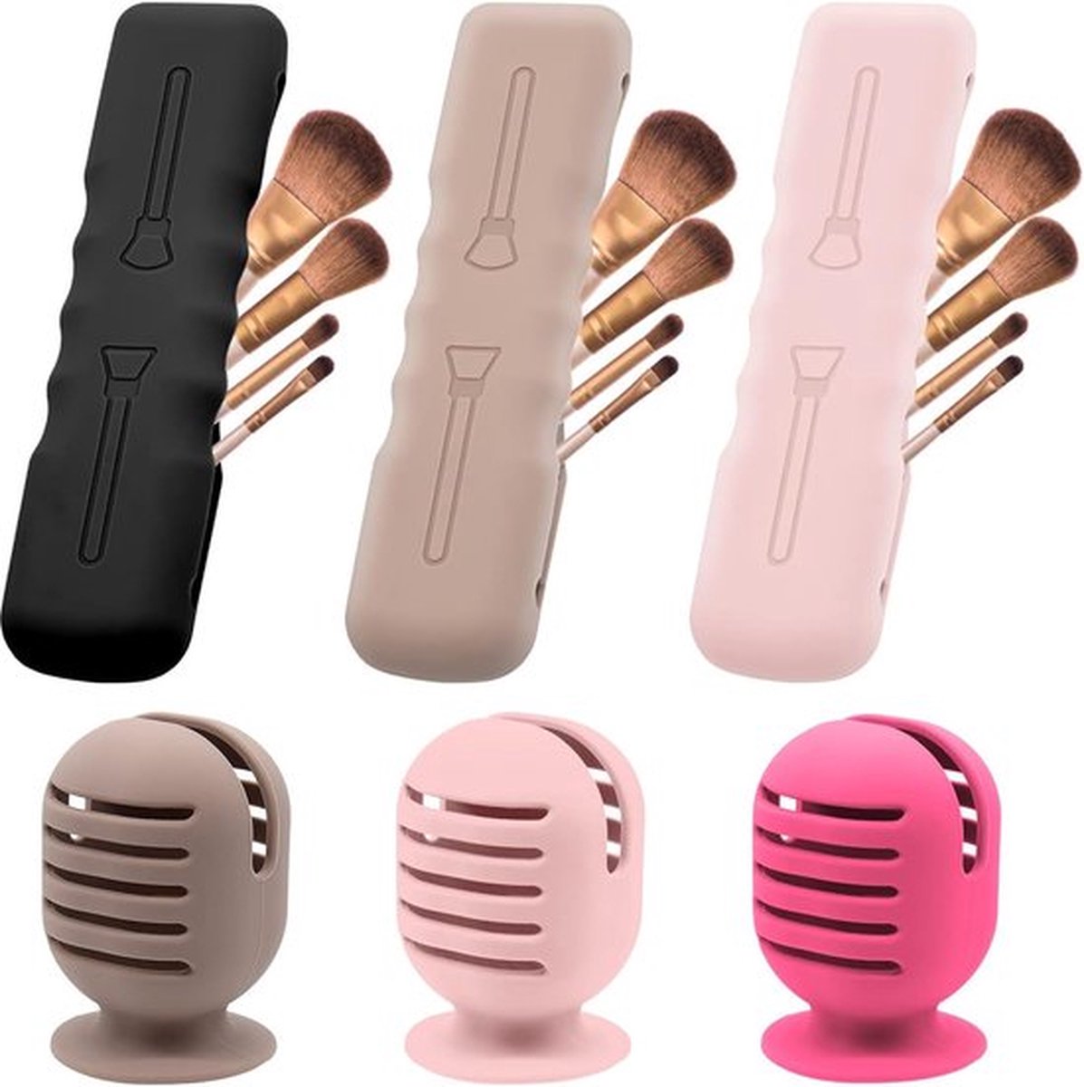 PolkaHome Make-up borstel sponshouder siliconen make-up borstel spons beschermhoes cosmeticatas draagbare reisborstelhouder tas met magnetische zuignap beauty blender sponshouder 6 stuks veelkleurig