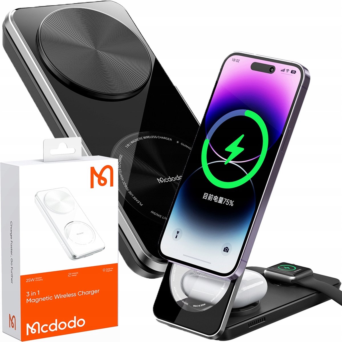 Mcdodo® 3-in-1 15W - Oplader - Voor iPhone - Voor Airpods - Voor Watch