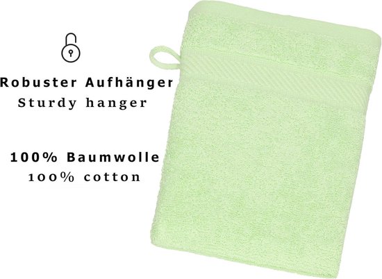 Set of 10 Palermo Washcloths 100% Cotton - 16 x 21 cm - Various Colours - Green hydrofiele washandjes van Merkloos — afbeelding 4