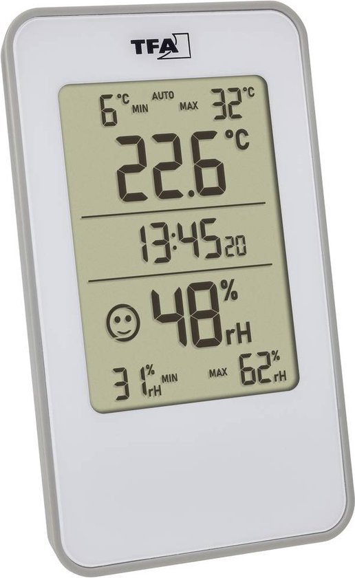 Foto: Tfa dostmann digitales thermo hygrometer thermo en hygrometer wit