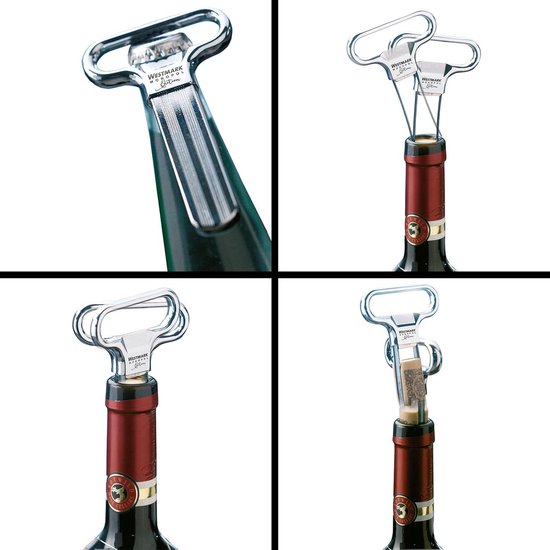 Westmark wine set, 6-piece, 1 descorker/recurker with bottle opener Ah-So, Monopol Edition 5 wine pouring spouts Safety, steel/cast zinc/PET, matt/silver/black, 628533E7