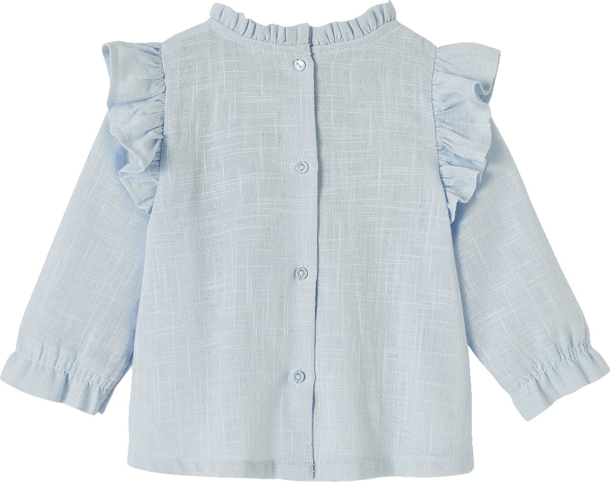 Blouse Volantée Bébé Vertbaudet - Tissu Flammé 100% Coton, Manches Longues, Ouverture Dos