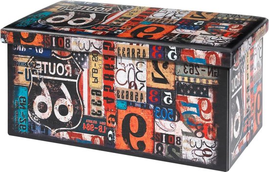 HOME DECO FACTORY Baule Pieghevole Patchwork - 76x38x38 Cm, Poliestere, Per Riposo E Decorazione - Foto 6