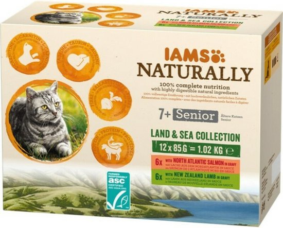 Iams Naturally Senior Multipack Land & Sea 12 x 85 gr