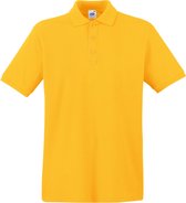 Fruit of the Loom poloshirt premium - geel - heren - katoen - 180 grams L