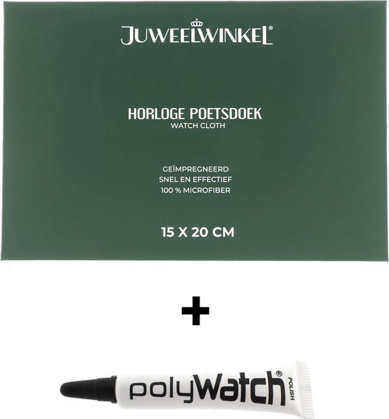 PolyWatch® SCRATCH REMOVER + WATCH CLOTH - Polish pour verre de montre en plastique (5 ml) + Chiffon de nettoyage de montre imprégné - Élimine les rayures et fait briller votre montre !