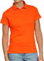 Oranje poloshirt basic van katoen voor dames - katoen - 180 grams - polo t-shirts - Koningsdag of EK / WK supporter kleding M