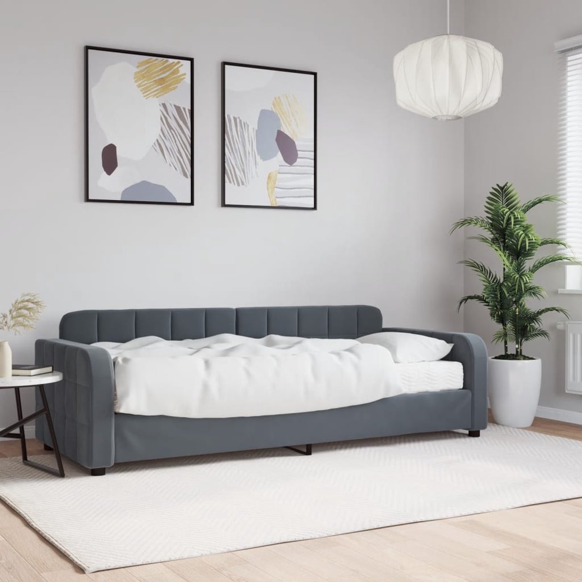 vidaXL Slaapbank - met - matras - 80x200 - cm - fluweel - donkergrijs