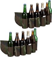 Relaxdays 2x bier gordel camouflage - drankgordel voor blikjes of flesjes - bier riem