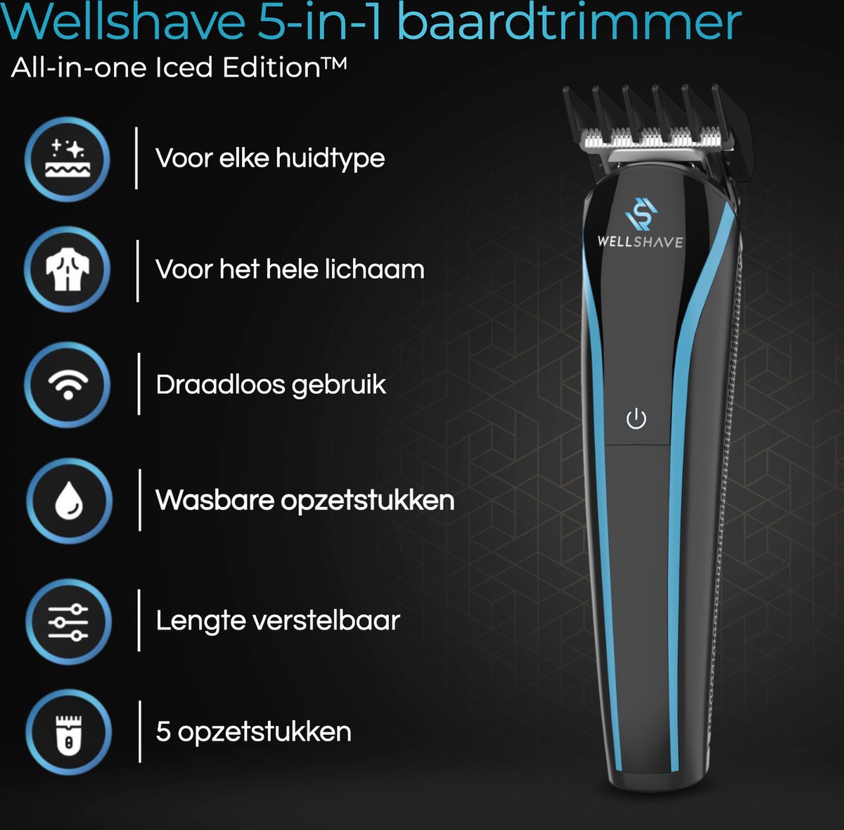 Wellshave 5 in 1 Baardtrimmer Mannen V2 thumbnail 2