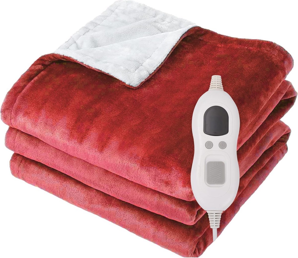 Automatische Uitschakeling Elektrische Deken 180 x 130 cm - Warmtedeken met 6 Warmtestanden en Oververhittingsbeveiliging