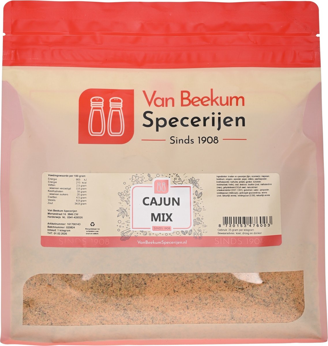 Goedkoopste Van Beekum Specerijen - Cajun Mix - 1 KG (hersluitbare stazak