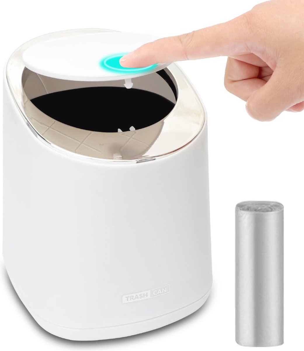 Mini Afvalemmer met Deksel - Ideaal voor Bureau, Eettafel en Keuken - 2 Liter Capaciteit
