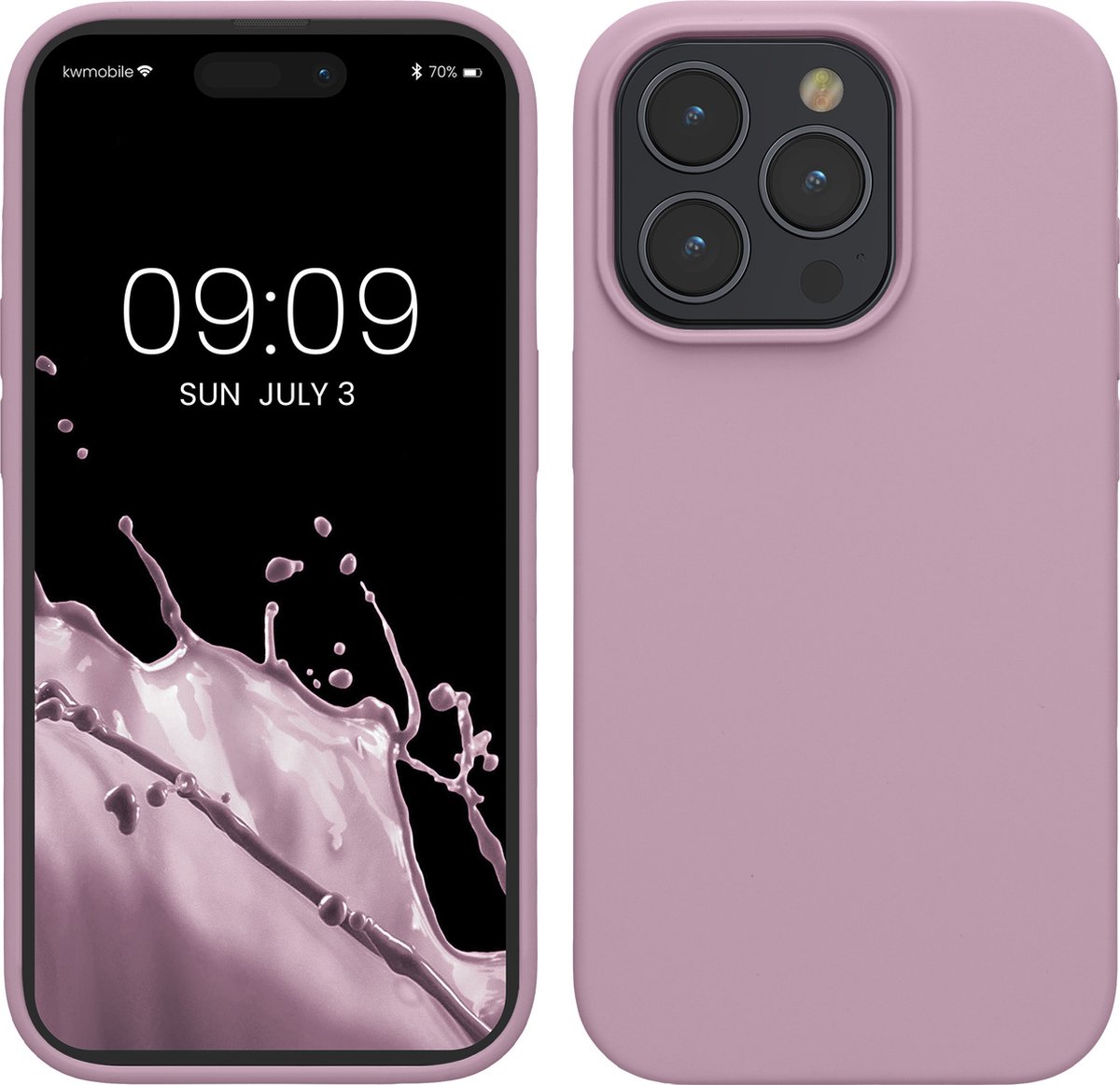 kwmobile Case voor iPhone 15 Pro - Slank TPU-Hoesje met Zachte Afwerking - In mauve