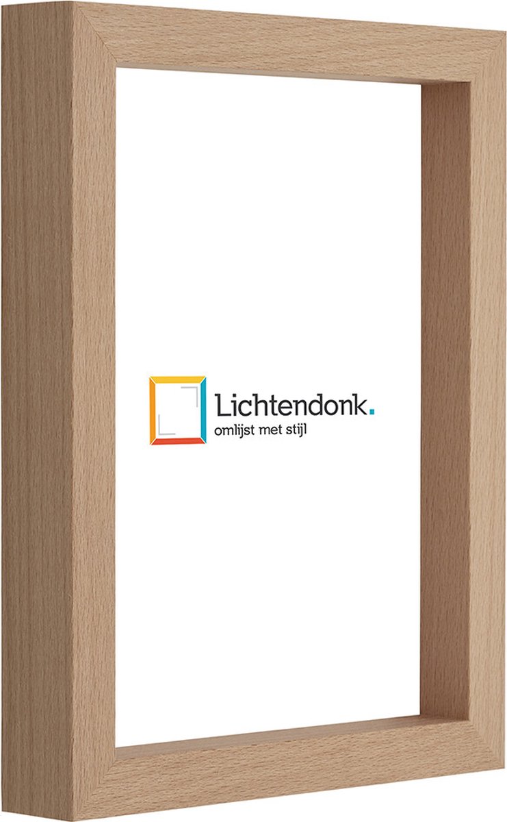 Lichtendonk Fotolijst - Beuken - 3 cm hoog profiel - Fotomaat 13x19 - Ontspiegeld glas - Art.nr. 10106411413191 Naturel