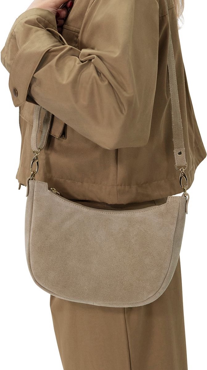 Manfield - Beige suède schoudertas
