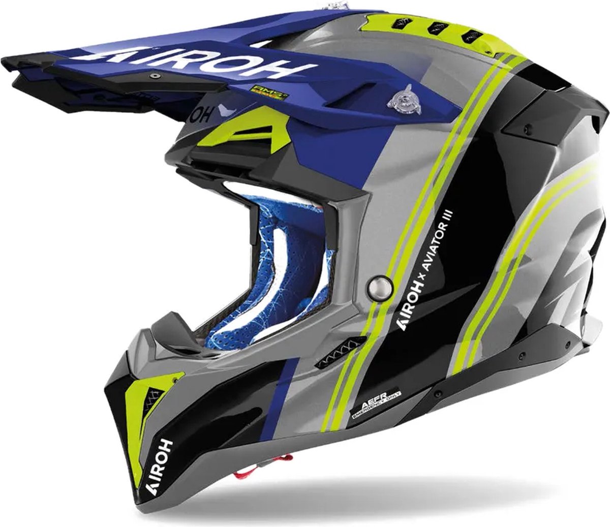 Airoh Helm Aviator 3 AMS² Hima glans blauw grijs zwart M