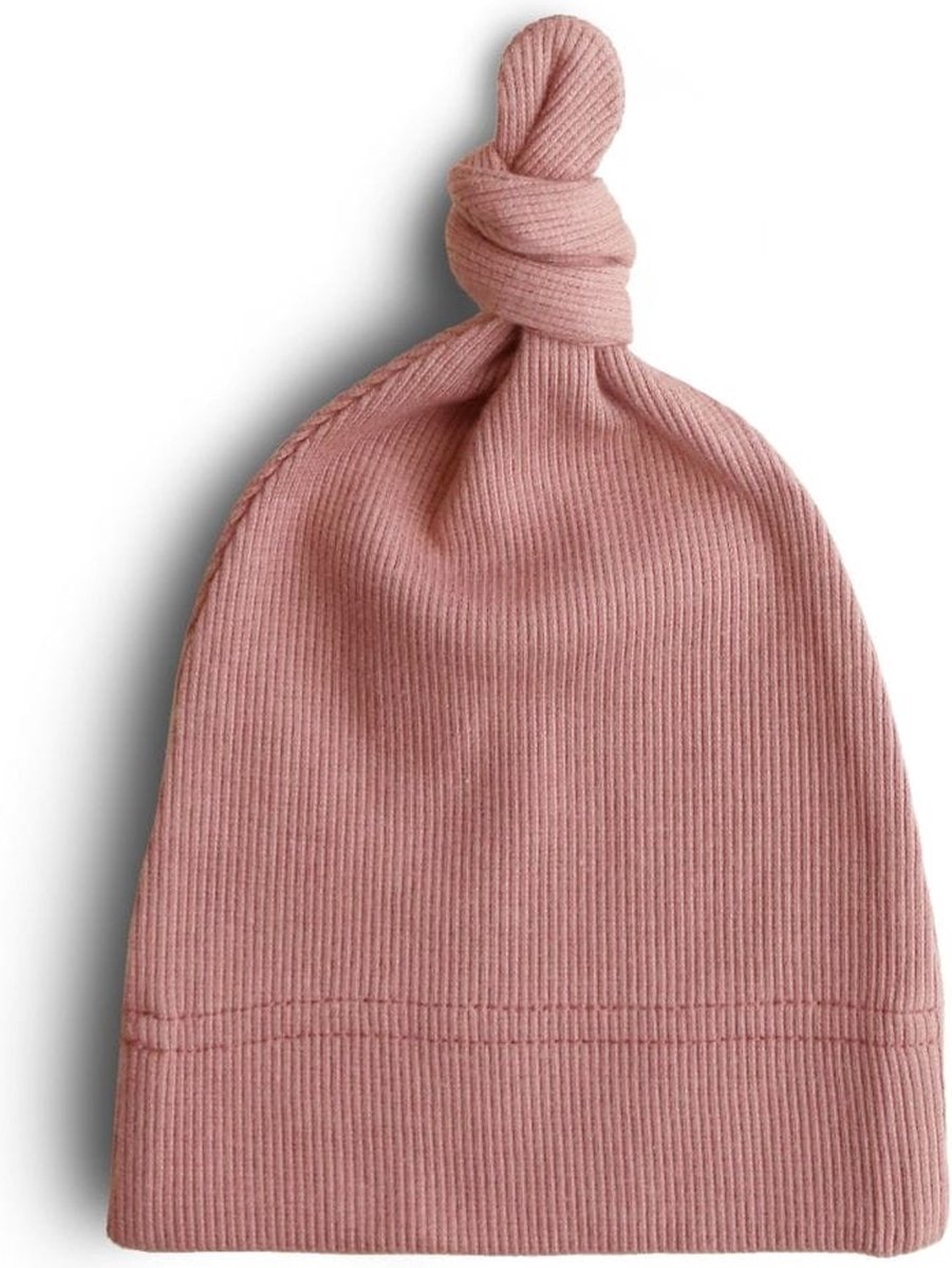 Mushie - Geboorte Muts - Baby Beanie Ribbed - Babymutsjes - Cedar