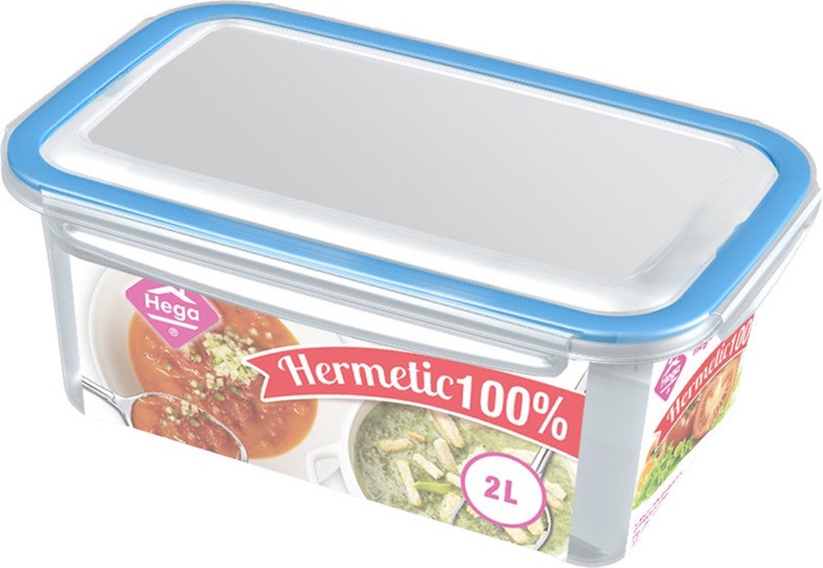 1x Voorraad/vershoudbakje 2 liter transparant plastic/kunststof - Kiev - Luchtdicht/hermetisch afgesloten vershouddoos bakje - Mealprep - Maaltijden bewaren
