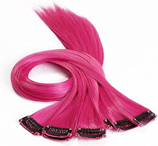 Foto: Fashion haarverlenging clips gekleurde pruik clip decoratie 10 stuks rose red 