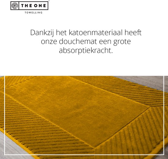Tapis de Bain Ultra épais The One - 60 x 95 cm - Tapis de douche extra épais - 100% Coton doux - Velours - Jaune ocre