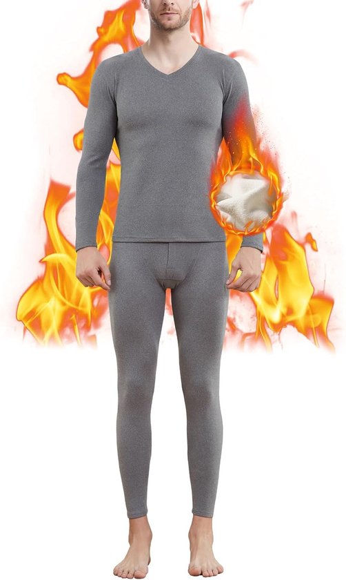 Pantalon Caleçon Homme Caleçon Long Thermique Homme - Modal 95% - Ski, Sport Hiver - Braguette Pratique Collant Polaire Homme