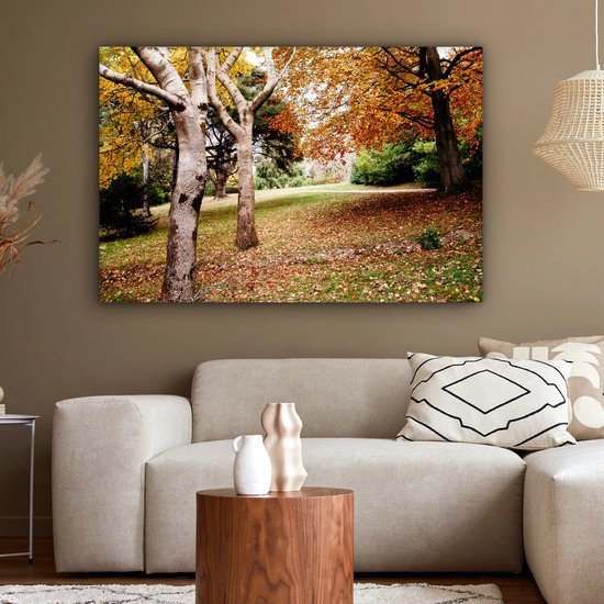 Tableau sur toile Automne - Arbres - Feuilles - nature - 140x90 cm - Décoration murale