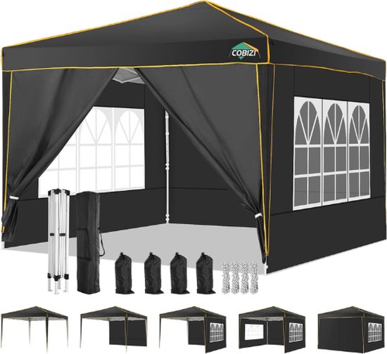 UISEBRT Paviljoen, 3 x 6 m, met 6 zijwanden, tuinpaviljoen, partytent