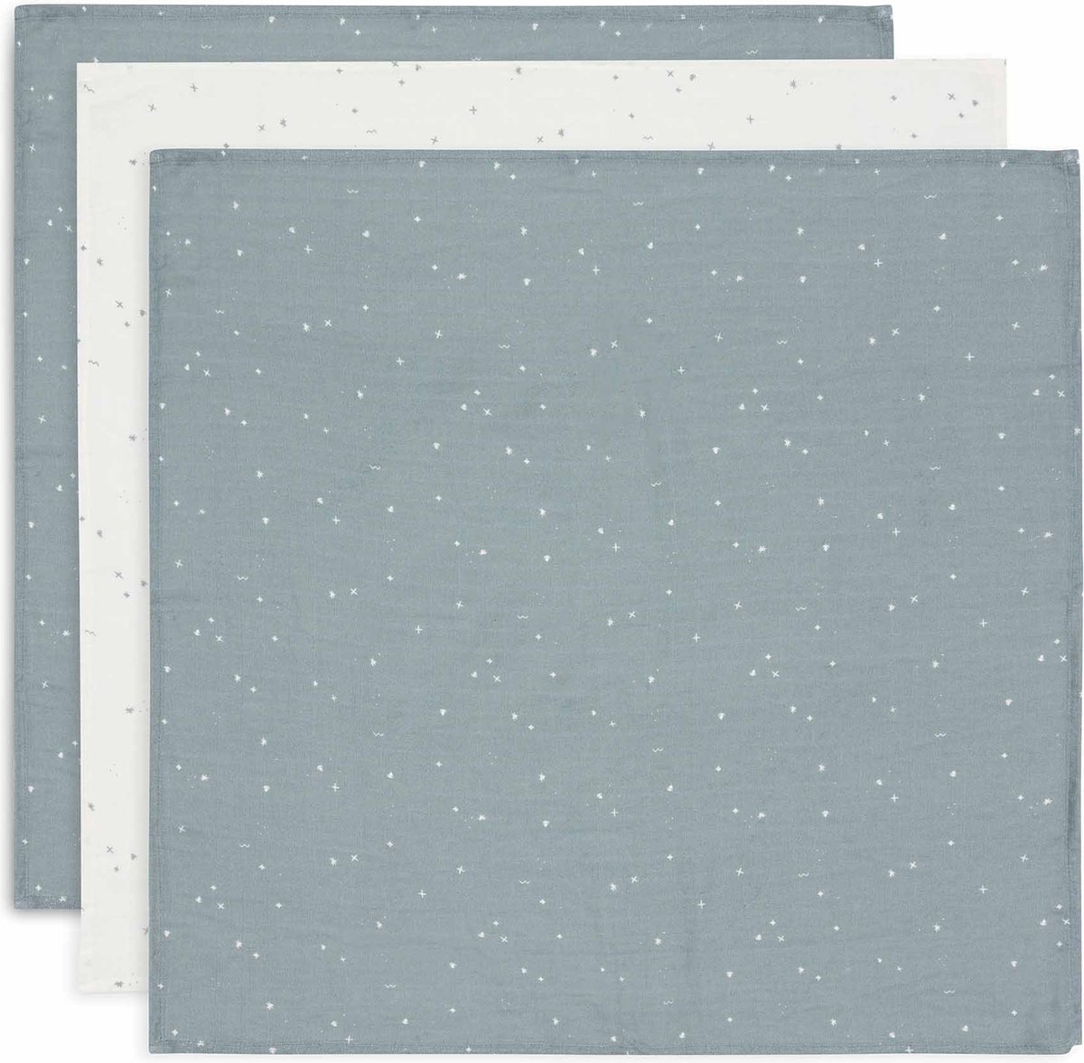 Goedkoopste Jollein - Hydrofiele Doek Small 70x70cm - Inbakerdoek, Spuugdoekjes, Baby Doeken - Zacht Katoen - 3 Stuks - Twinkling Sea Green