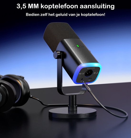Fifine AM8 - Microphone de streaming USB RVB avec suppression du bruit - Gaming - Podcast - PS5 / PS4 / PC / MAC / Windows - Bouton Touch Mute - Filtre anti-pop