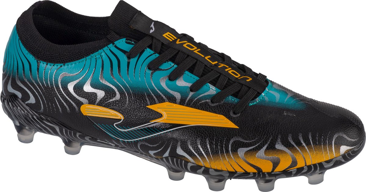 Zwarte Joma Evolution Cup 2401 FG voetbalschoenen voor mannen, maat 43,5, met synthetisch leren bovenwerk en kleurrijke de...