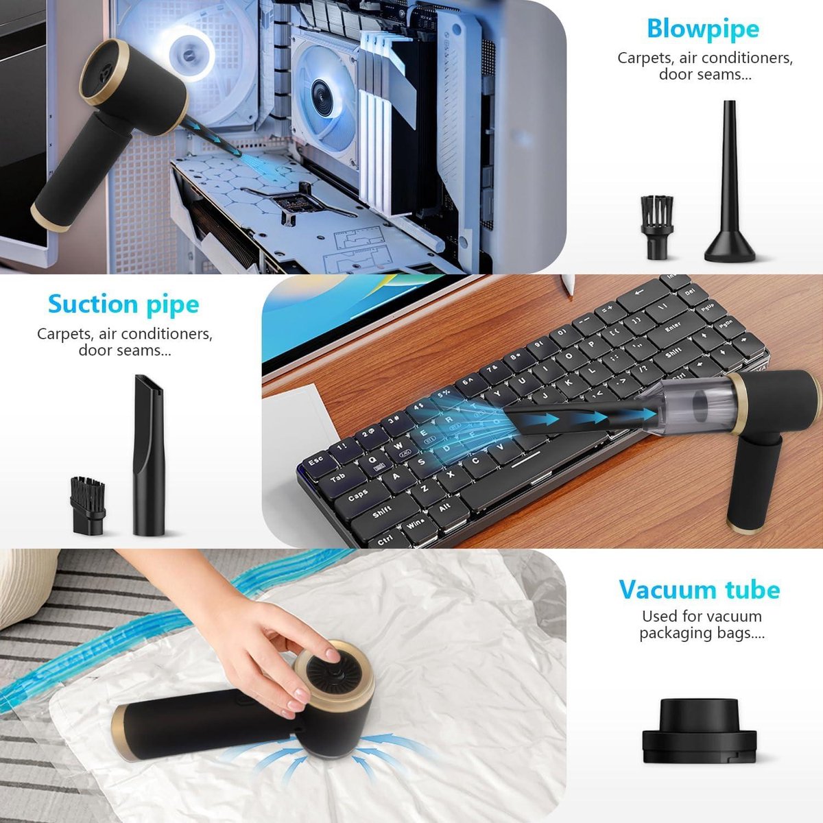 Krachtige Draadloze Autostofzuiger met 2 Snelheden - Zwart - afbeelding 3