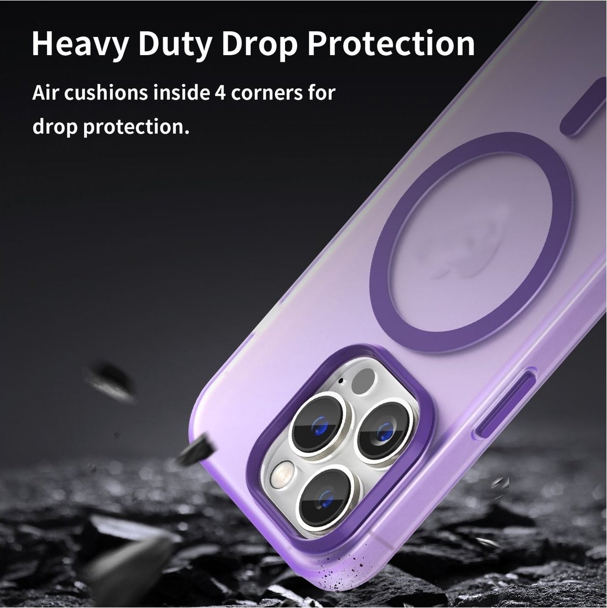 Mobigear Hoesje geschikt voor Apple iPhone 16 Pro MagSafe Telefoonhoesje Flexibel TPU | Mobigear Shockproof Backcover | Geschikt voor MagSafe | Geschikt voor Draadloos Opladen met Magnetische Ring | Geschikt voor MagSafe Case - Paars