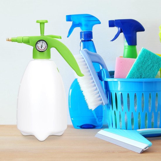 Pulvérisateur pour plantes haute pression à buse orientable avec manomètre 2 litres - blanc vert