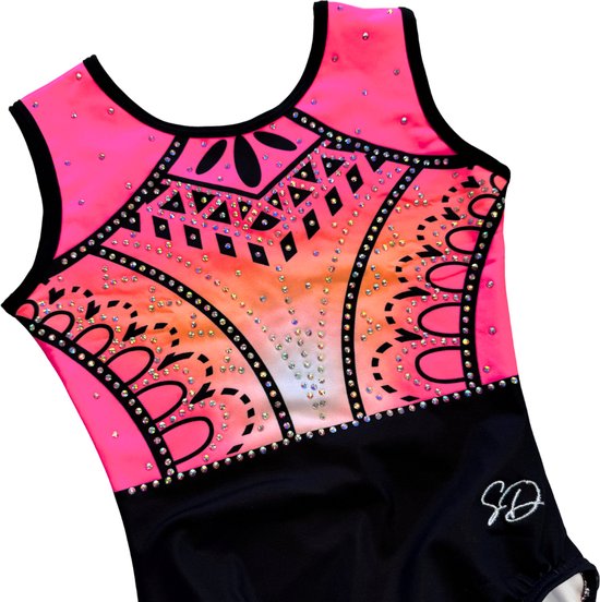 Sparkle&Dream Turnpakje Zara Roze/Zalm - Maat AXS 146/152 - Gympakje voor Turnen, Acro, Trampoline en Gymnastiek
