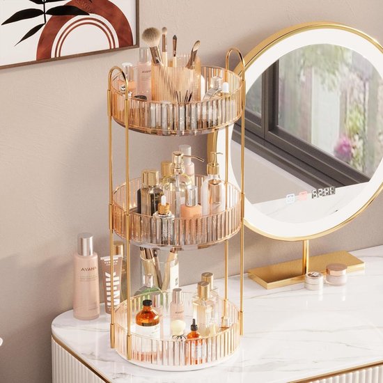 Organisateur De Maquillage Rotatif à 360° : Le Rangement Ideal Pour Une Coiffeuse Elegante