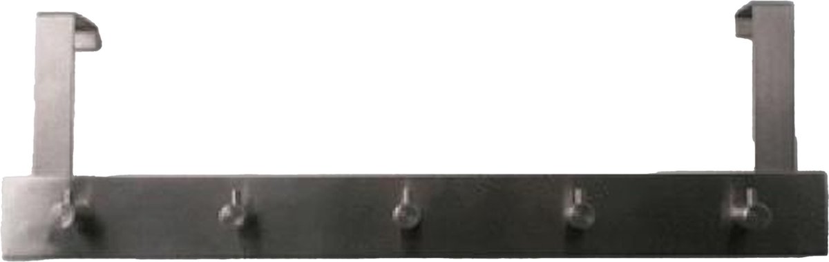 Siro Deur kapstok - 5 ophang haken - RVS - 16 x 40 cm - ruimtebesparend - stompe deur