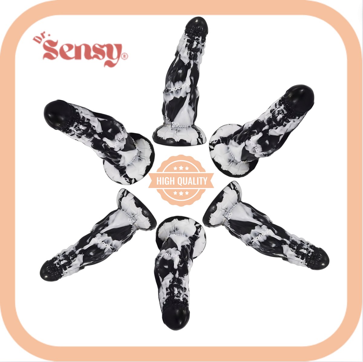 Goedkoopste Dr. Sensy Special Edition Dildo TaoWu - Zwart/Wit - Dildo met Zuignap - Seksspeeltjes - 21cm x 5,7cm - Dildo Mannen Anaal - Dildo Vaginaal
