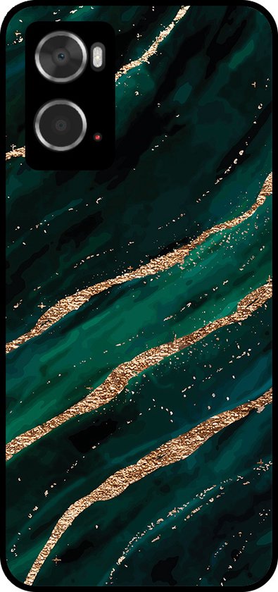 Coque de téléphone Smartphonica compatible avec Oppo A36 / A76 / A96 avec imprimé marbre - Coque arrière en TPU motif marbre - Vert or compatible avec Oppo A36, Oppo A76, Oppo A96
