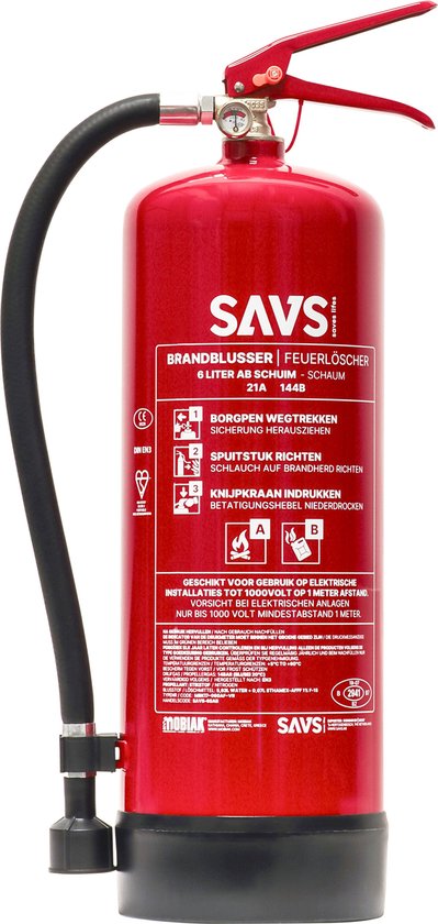 Savs Brandblusser Poeder 1 Kg - Vorstvrij - Met Montagebeugel