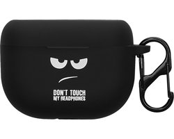 kwmobile Hoes geschikt voor Jabra Elite 8 Active - Siliconen cover voor oordopjes in wit / zwart / zwart - Don't Touch My Headphones design