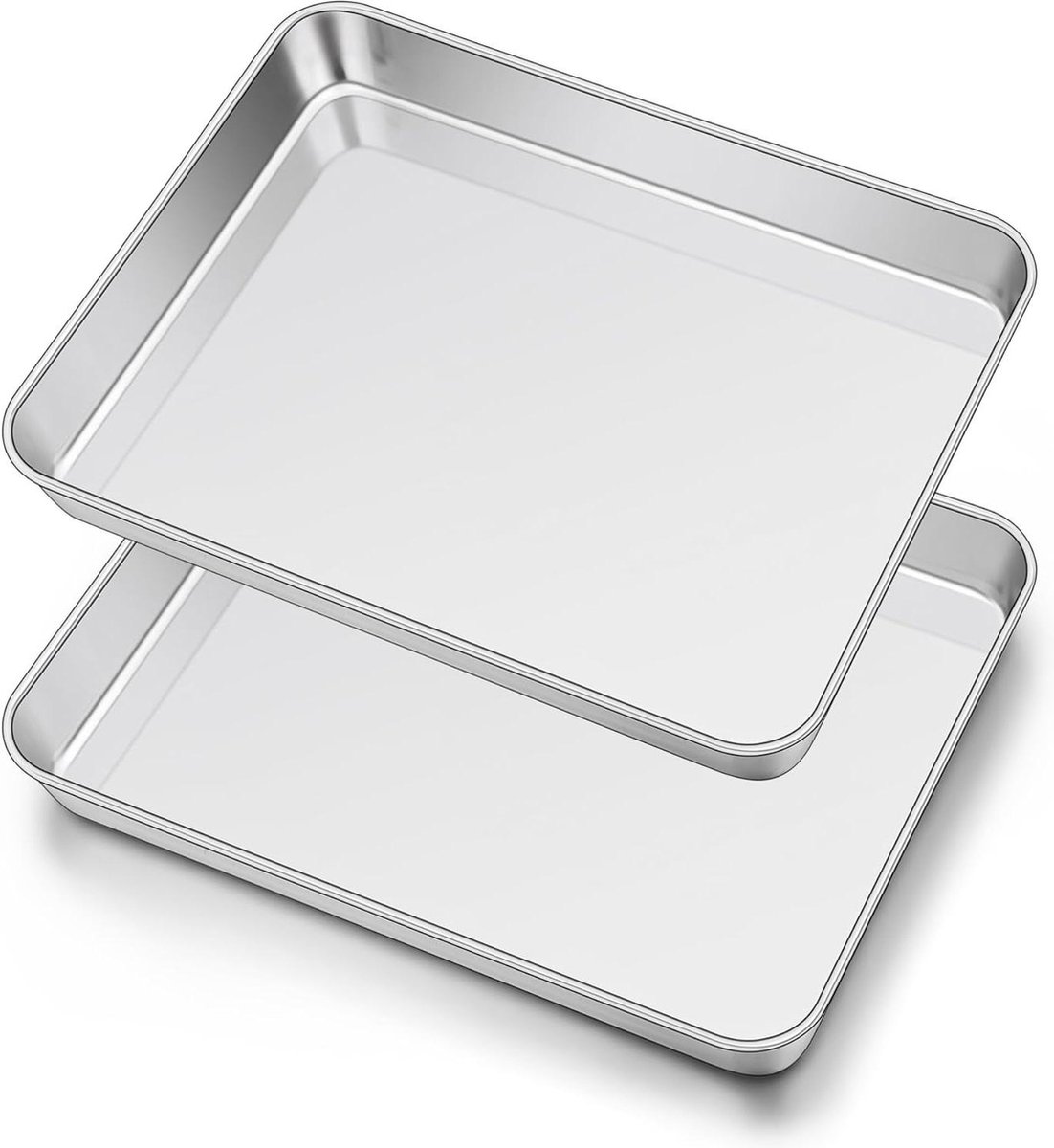 2-delige set bakplaat 405 x 305 x 25 cm rechthoekig voor oven bakken braden roestvrij staal vaatwasmachinebestendig