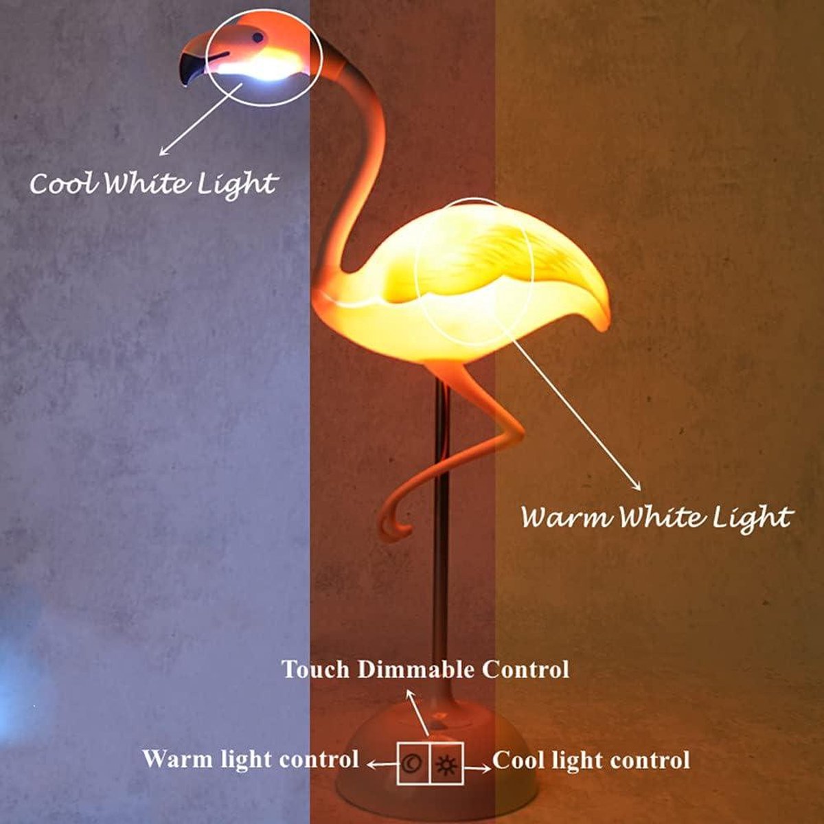 Fantasee Flamingo Bureaulamp – Draadloze USB-lamp Met Dimfunctie Voor Kinderkamer Of Bureau 4 miniatura