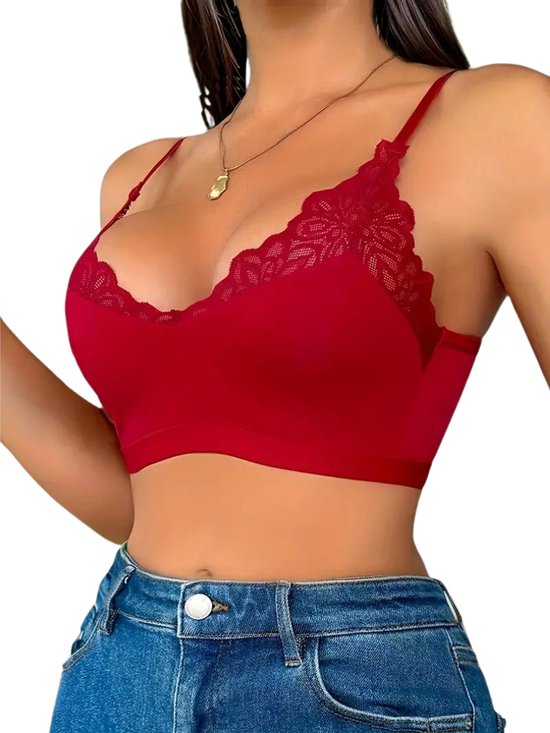 BH Nivard sans armatures - Sans Bracelets - Soutiens-gorge -gorge Push -up - Soutien-gorge Comfort - Mixte - Rouge - Taille L
