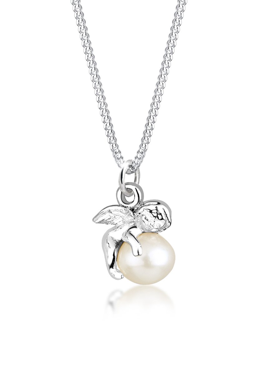 Elli - Halsketting - Dames Engel met zoetwater gekweekte parel in 925 Sterling Zilver - Dames