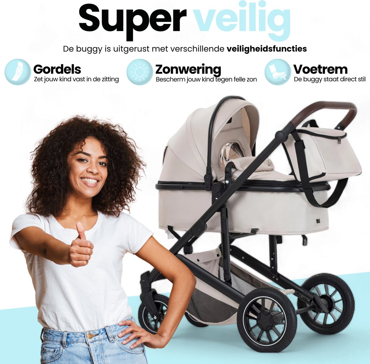 M.D. Commerce Lunola Luna 3-in-1 Kinderwagen incl. Autostoel - afbeelding 3