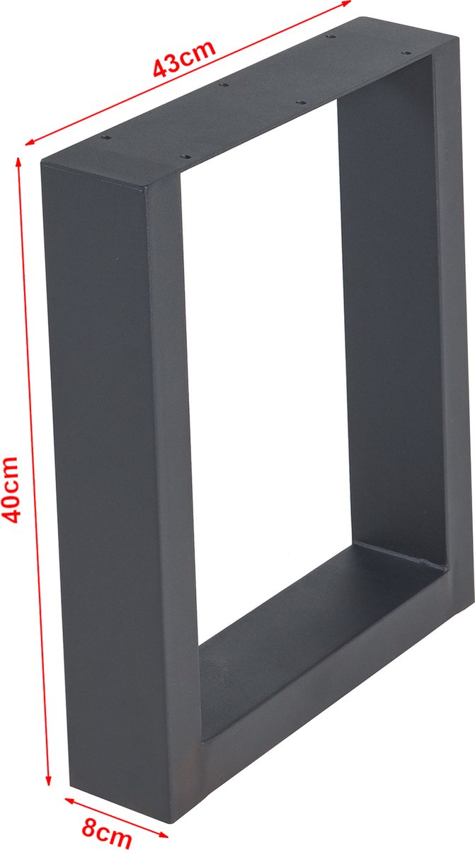 en.casa Stalen onderstel Lülsfeld set van 2 tafelpoot 40x43 cm zwart [en.casa]