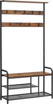 MIRA Home - Kapstok - Kledingrek - Schoenenrek - Opbergrek - Vintage - 30x85x180,5